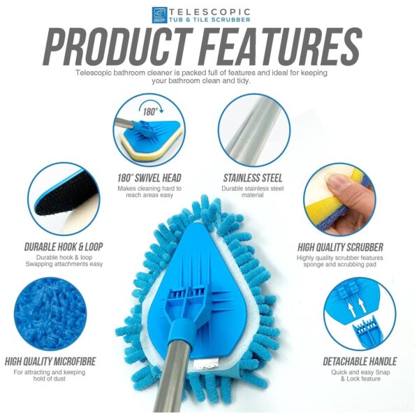 Telescopic Bathroom Mop - Tile Cleaning Kit - Image 2